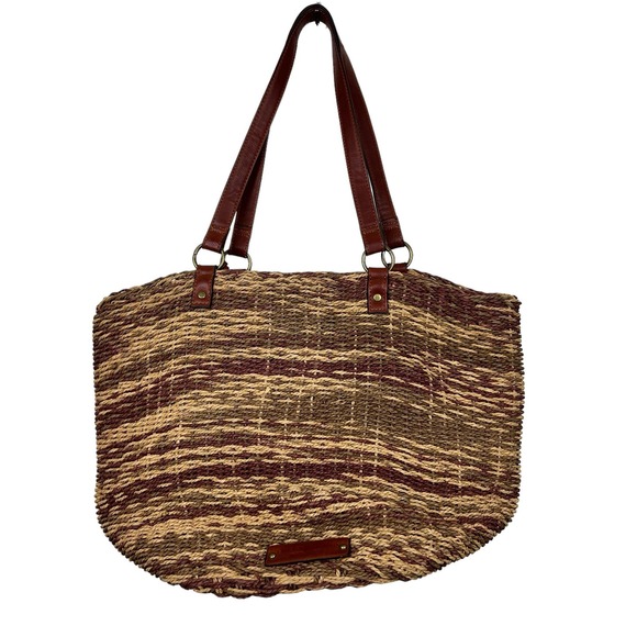 Lucky Brand Handbags - Lucky Brand Shoulder Bag Bohemian Rattan Woven Large Beach Summer Travel leather